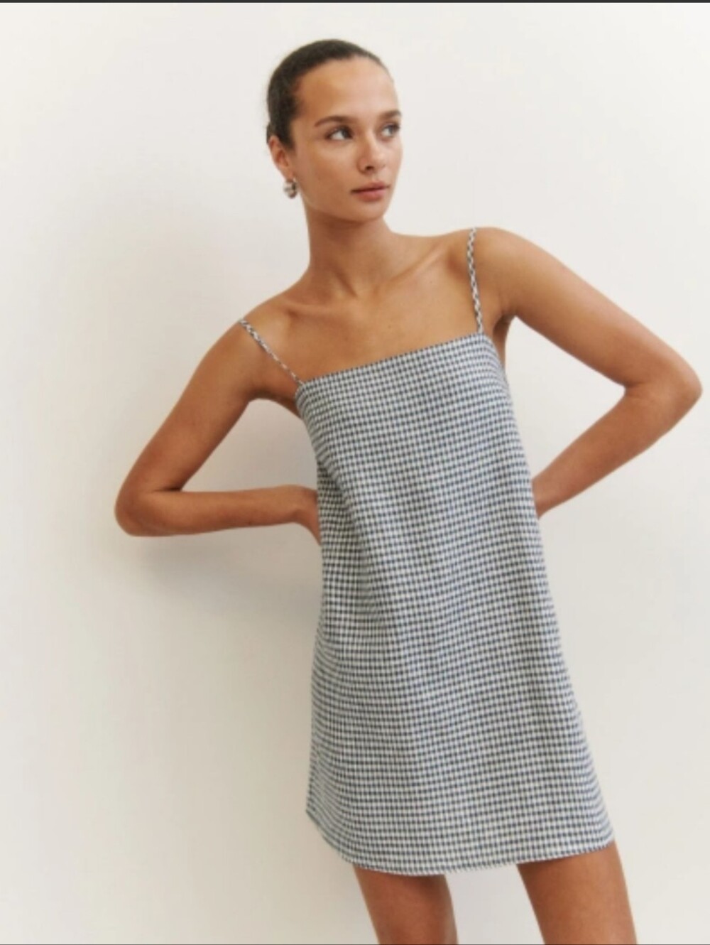 Reformation Aubree Linen Gingham Mini Dress Size Small